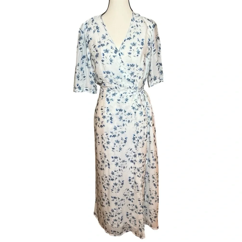 Reistor Summer Rains Dress in Visions Of Blue Wrap Dress Woman’s Size Large NWT - Picture 3 of 9
